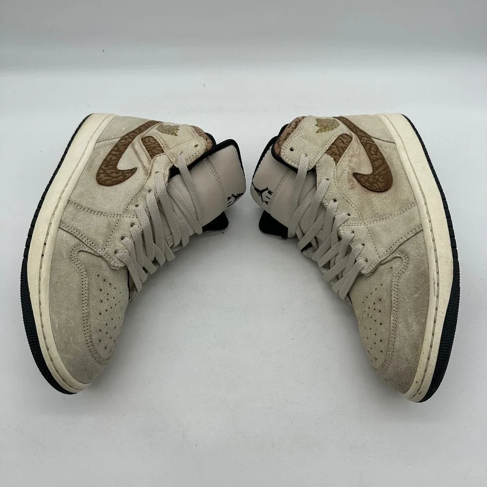 Nike DZ4129-102 Mens Size 11 Air Jordan 1 Mid SE Brown Elephant Suede Sneakers